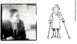 Photo of Annton Beate Schmidt and a drawing of her; Copyright: Annton Beate Schmidt