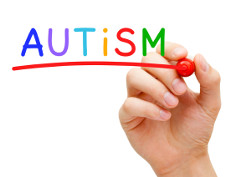 Photo: Hand underlining the word "autism"