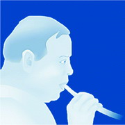 Picture: Man breathing into a device