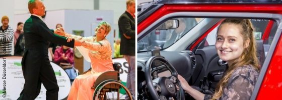 Photo: Wheelchair dance couple while dancing, young woman sitting in a customized car; Copyright: ctillmann